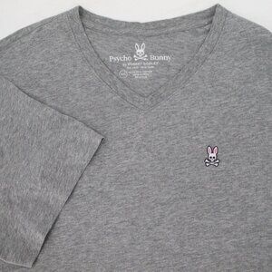 Psycho bunny shirt men's 3XL v-neck gray short sleeve logo pima cotton heather